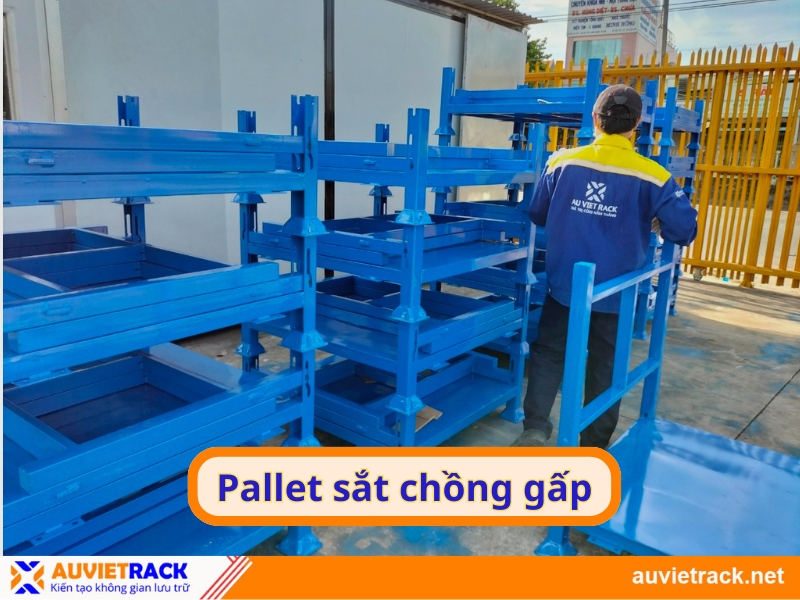 Pallet sắt chồng gấp 